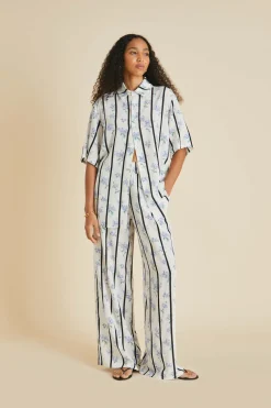 Fashion Alabama Hypnos Stripe Pajamasin Silk Crêpe de Chine Pajamas