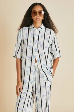 Fashion Alabama Hypnos Stripe Pajamasin Silk Crêpe de Chine Pajamas