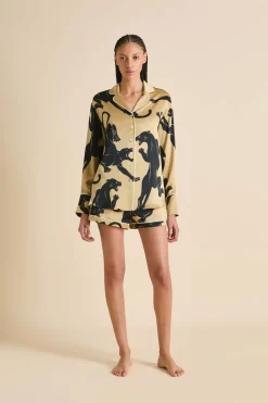 Fashion Alba Perriand Panther Pajamasin Silk Satin Pajamas