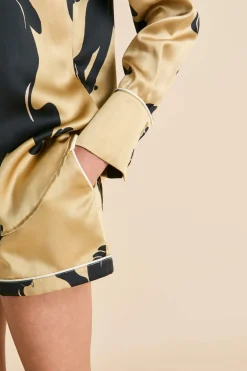 Fashion Alba Perriand Panther Pajamasin Silk Satin Pajamas