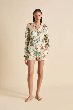 Hot Alba Tirtoff Floral Pajamasin Silk Satin Pajamas