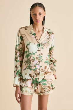Hot Alba Tirtoff Floral Pajamasin Silk Satin Pajamas