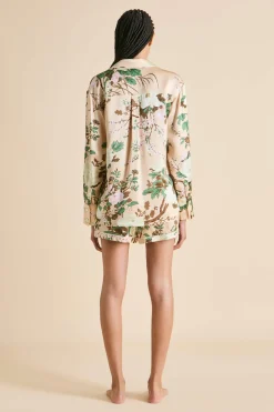 Hot Alba Tirtoff Floral Pajamasin Silk Satin Pajamas