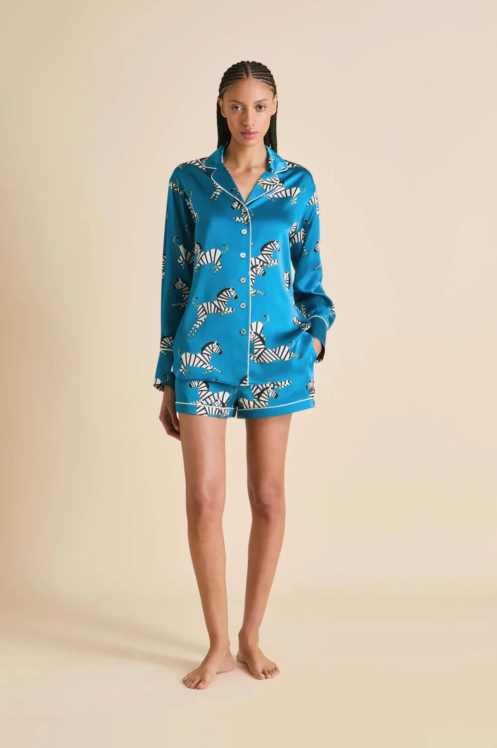 Best Alba Zora Zebra Pajamasin Silk Satin Pajamas