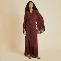 Best Sale Amina Fringed Robein Silk Crêpe de Chine Robes