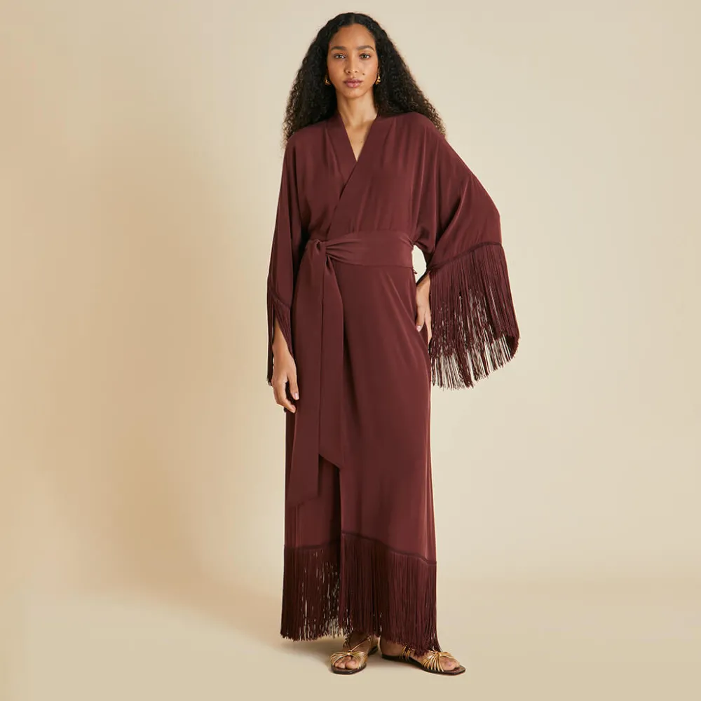 Best Sale Amina Fringed Robein Silk Crêpe de Chine Robes