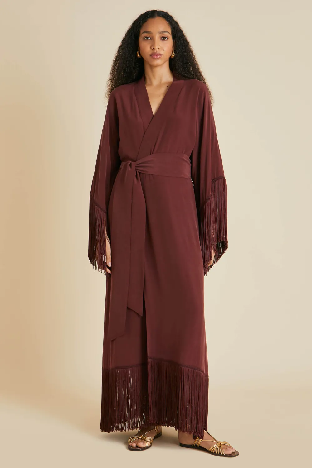 Best Sale Amina Fringed Robein Silk Crêpe de Chine Robes