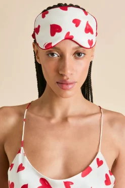Fashion Audrey Amore Red Heart Eye Maskin Silk Satin Eye Masks