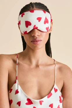 Fashion Audrey Amore Red Heart Eye Maskin Silk Satin Eye Masks
