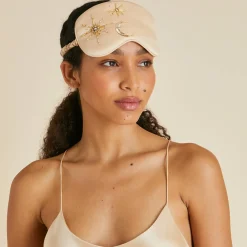 Discount Audrey Celestine Caramel Embellished Eye Maskin Sandwashed Silk Eye Masks