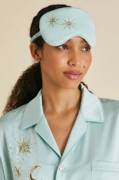 Flash Sale Audrey Incantation Blue Embellished Eye Maskin Sandwashed Silk Eye Masks