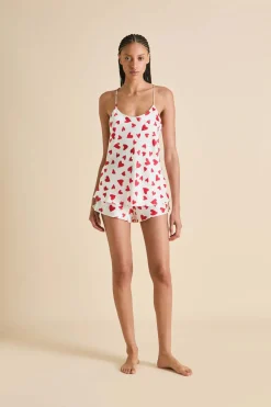 New Bella Amore Red Heart Camisole Setin Silk Satin Camisole Sets|Pajamas