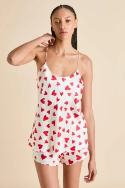 New Bella Amore Red Heart Camisole Setin Silk Satin Camisole Sets|Pajamas