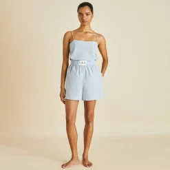 Outlet Calypso Blue Camisole Setin Cotton-Silk Camisole Sets