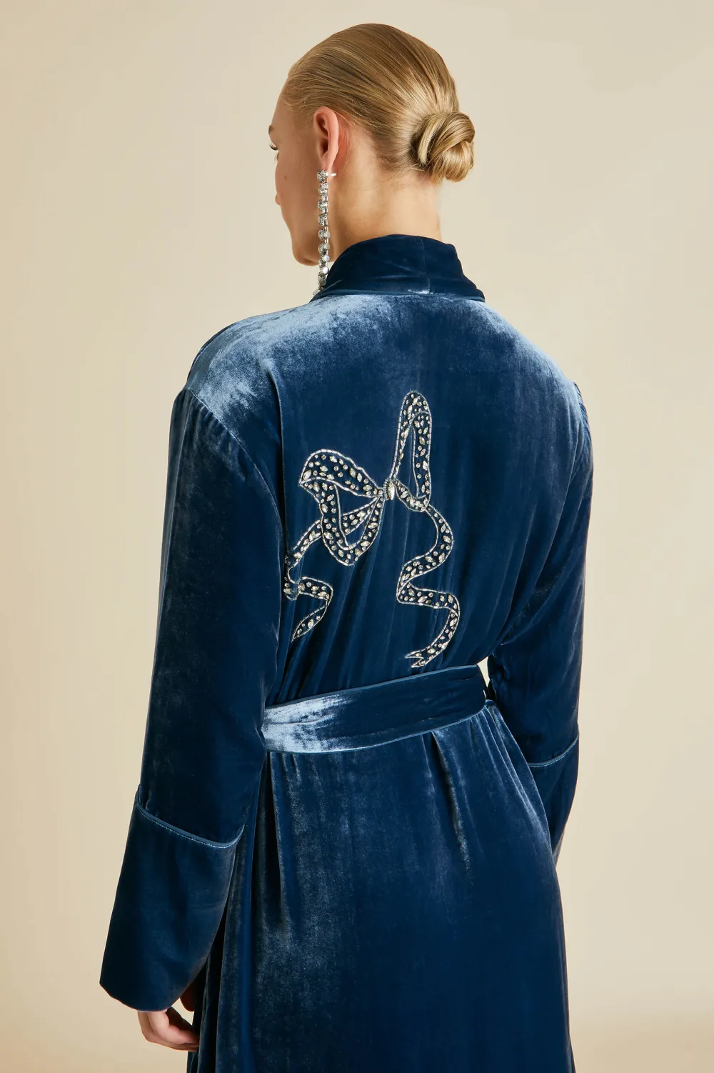 Best Capability Grace Blue Embellished Robein Silk Velvet Robes