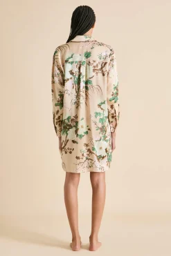 Shop Celeste Tirtoff Floral Nightshirtin Silk Satin Nightshirts
