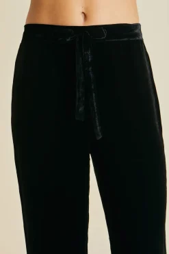 New Coco Arcadia Black Embellished Pajamasin Silk Velvet Pajamas