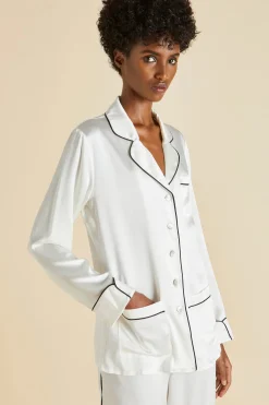 Discount Coco Jet Black Pajamasin Silk Satin Pajamas