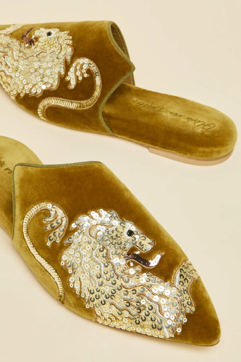 Cheap Contessa August Gold Embellished Slippersin Silk Velvet Slippers