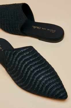 Store Contessa Casati Black Slippersin Raffia Slippers