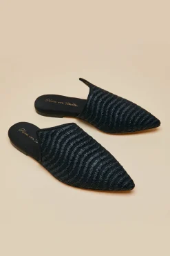 Store Contessa Casati Black Slippersin Raffia Slippers