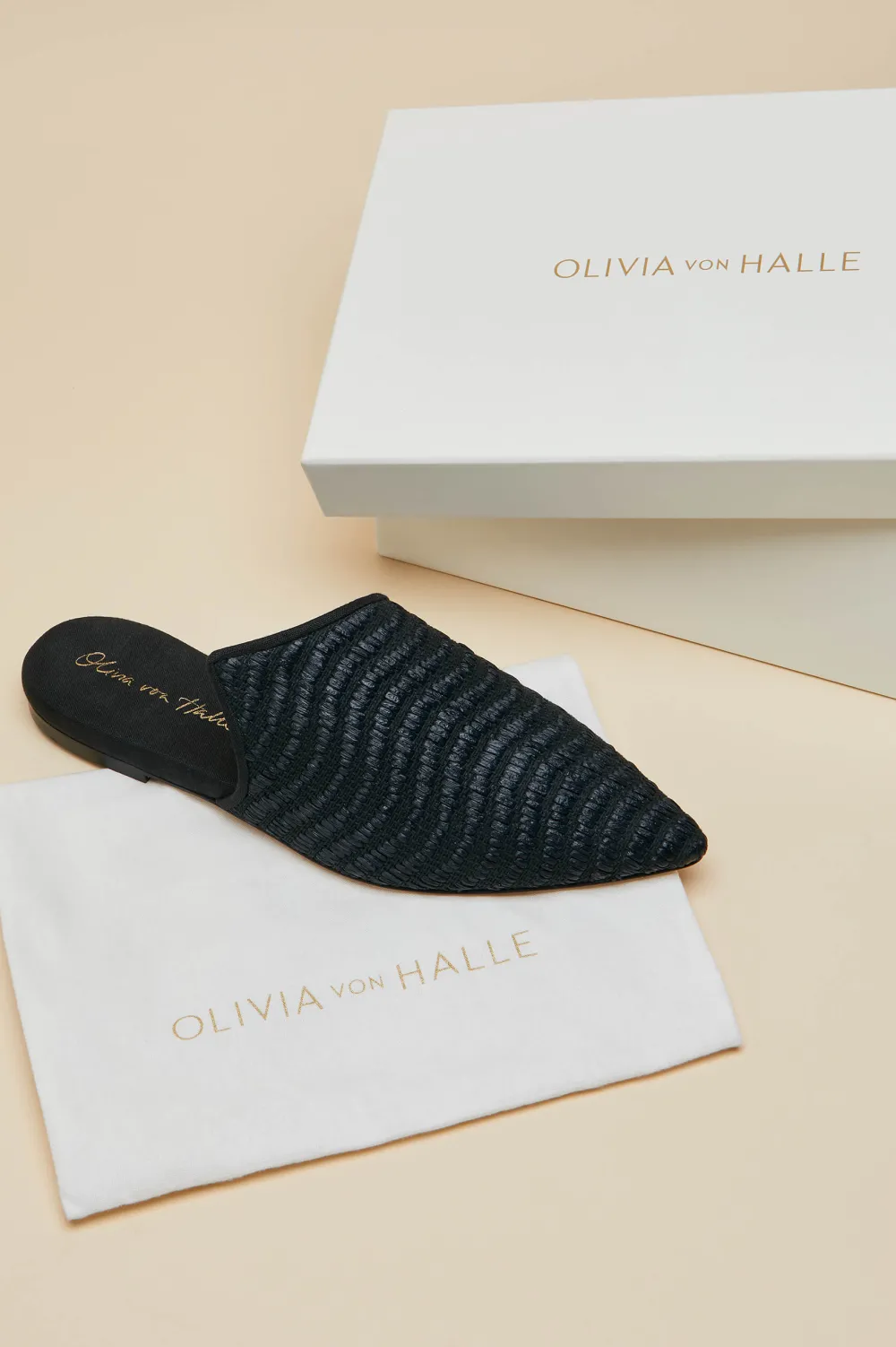 Store Contessa Casati Black Slippersin Raffia Slippers