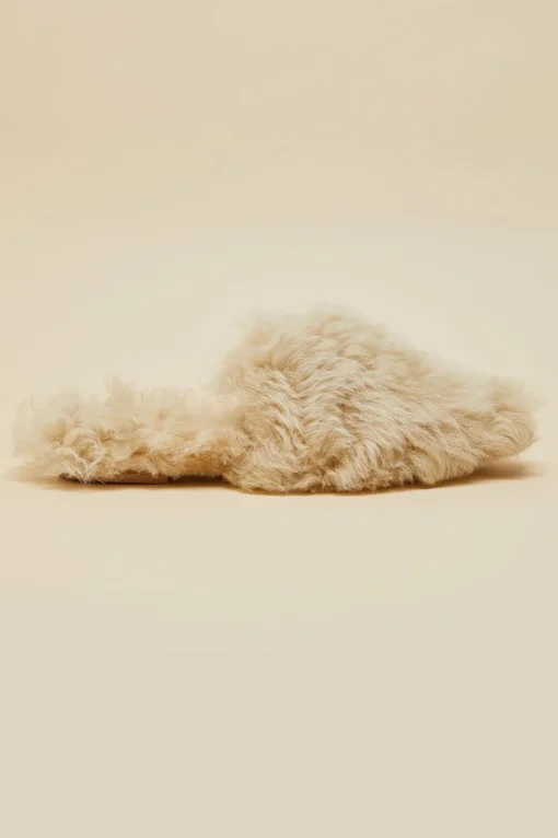 Shop Contessa Gaia Beige Slippersin Merino Wool Slippers