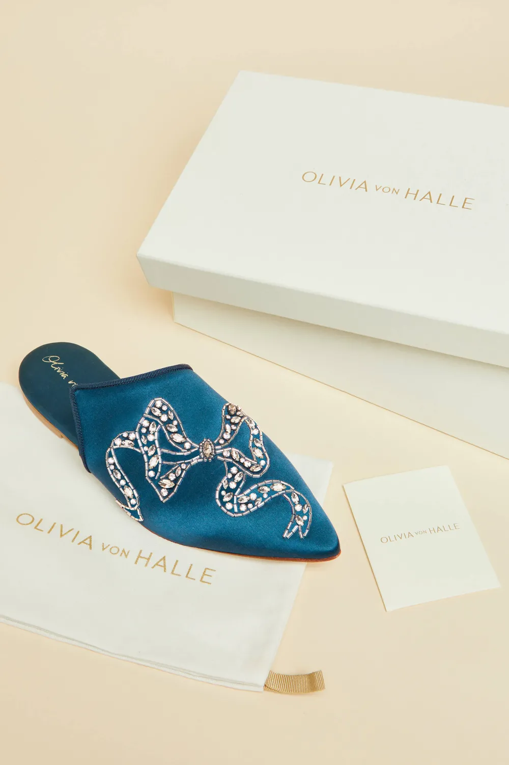 Cheap Contessa Grace Blue Embellished Slippersin Silk Satin Slippers