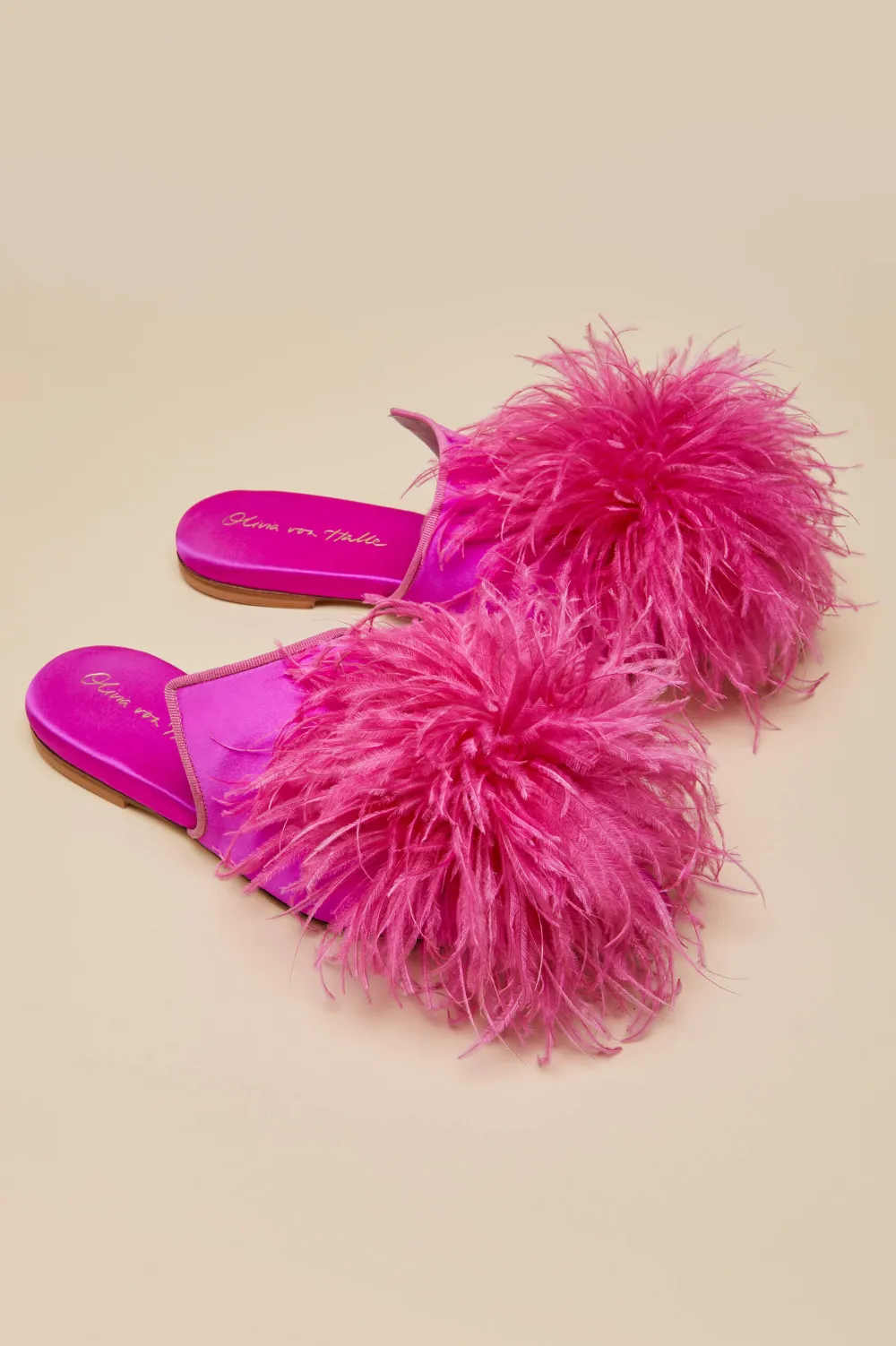 Discount Contessa Madame PinkSlippersin Silk Feather Slippers