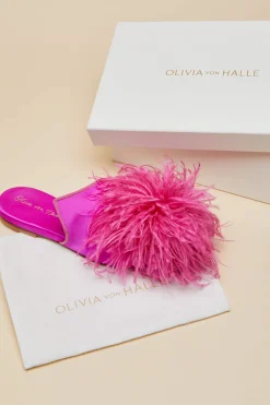 Discount Contessa Madame PinkSlippersin Silk Feather Slippers