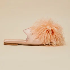 Outlet Contessa Minnie OrangeSlippersin Silk Feather Slippers