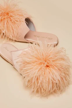 Outlet Contessa Minnie OrangeSlippersin Silk Feather Slippers