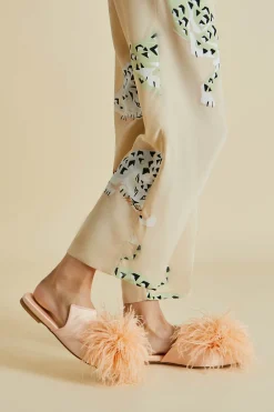 Outlet Contessa Minnie OrangeSlippersin Silk Feather Slippers