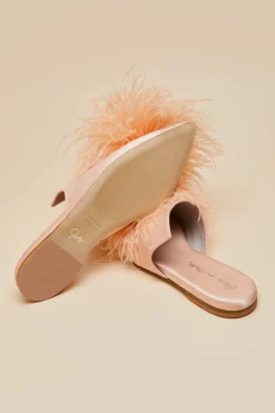 Outlet Contessa Minnie OrangeSlippersin Silk Feather Slippers
