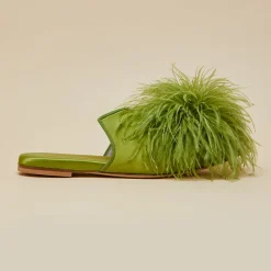 Flash Sale Contessa Niko GreenSlippersin Silk Feather Slippers