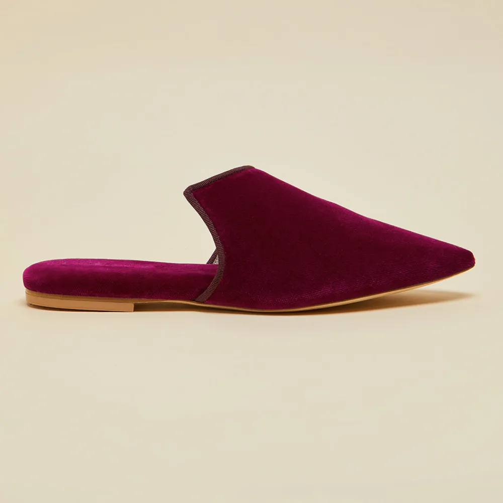 Cheap Contessa Pasha Pink Slippersin Velvet Slippers