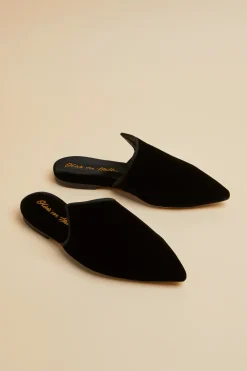 Sale Contessa Verona Black Slippersin Velvet Slippers