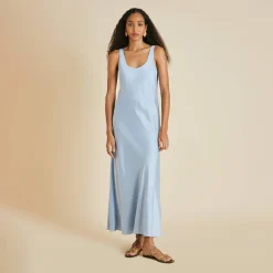 Clearance Dali Powder Blue Slip Dressin Sandwashed Silk Dresses