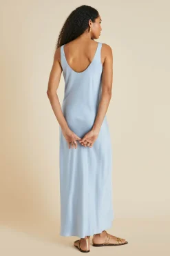 Clearance Dali Powder Blue Slip Dressin Sandwashed Silk Dresses