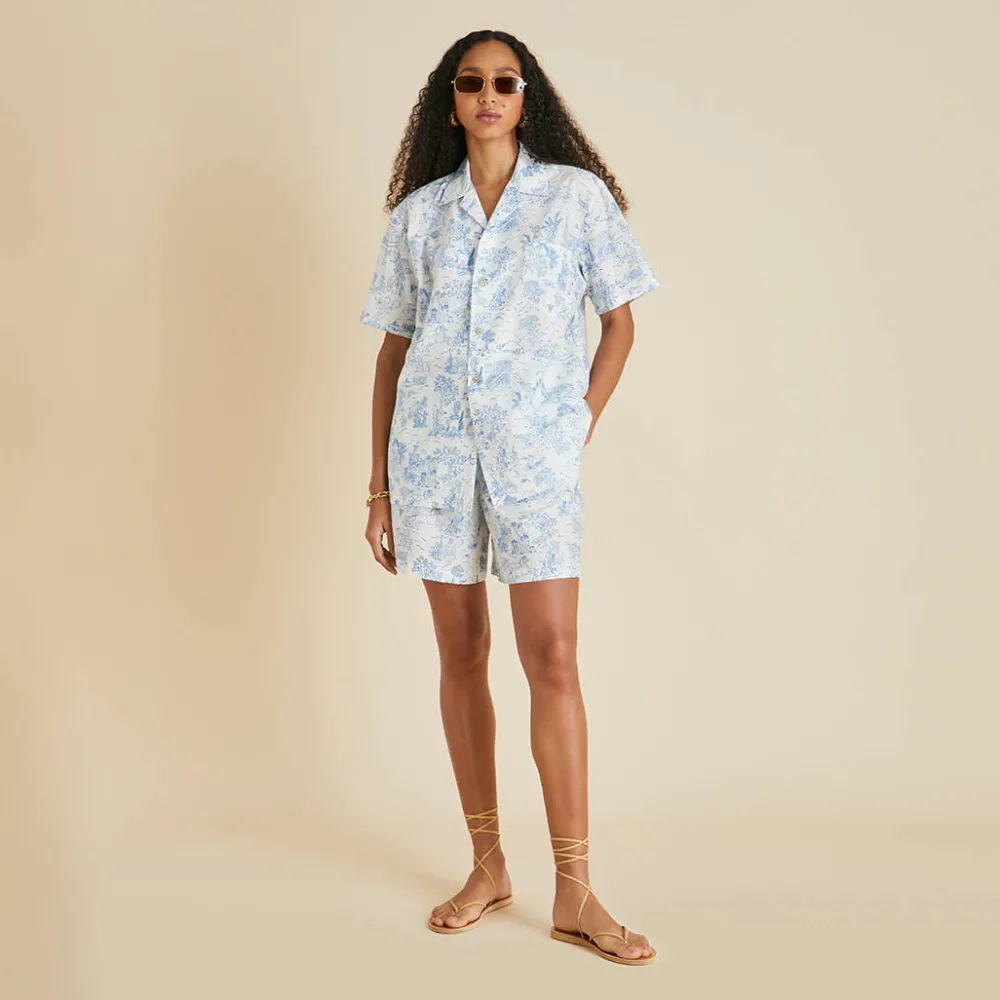Outlet Emeli Eros Toile de Jouy Pajamasin Cotton-Silk Pajamas