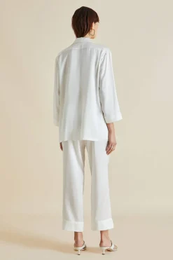 Sale Fifi White Pajamasin Silk Satin Pajamas