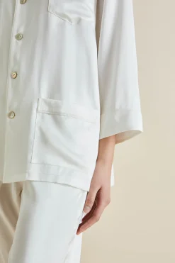 Sale Fifi White Pajamasin Silk Satin Pajamas