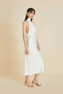 Fashion Greta Halterneck Dressin Silk Satin Dresses