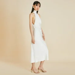 Fashion Greta Halterneck Dressin Silk Satin Dresses