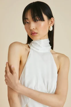 Fashion Greta Halterneck Dressin Silk Satin Dresses