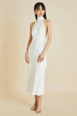 Fashion Greta Halterneck Dressin Silk Satin Dresses