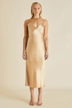 Sale Issa Caramel Slip Dressin Silk Satin Dresses