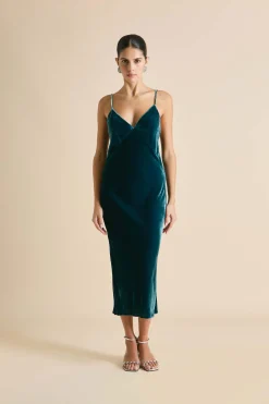 Cheap Issa Ocean Slip Dressin Silk Velvet Dresses