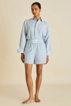Hot Kick Blue Pajamasin Cotton-Silk Pajamas