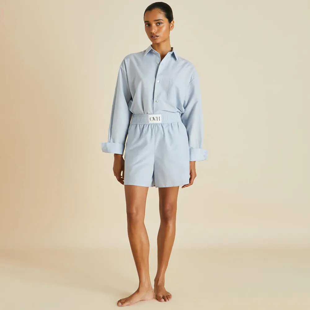 Hot Kick Blue Pajamasin Cotton-Silk Pajamas